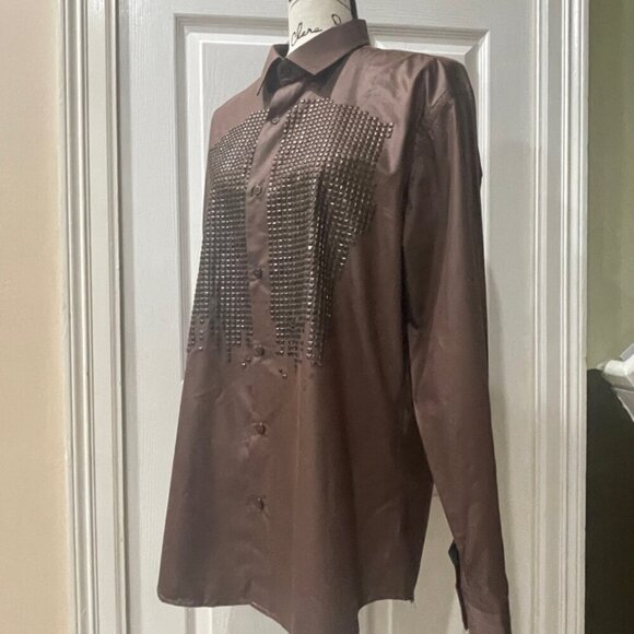 RAFAEL AMAYA SHIRT BUTTON DOWN BY RANGERS LEGEND XL CHOCOLATE STUDDED WESTERN - Picture 8 of 15